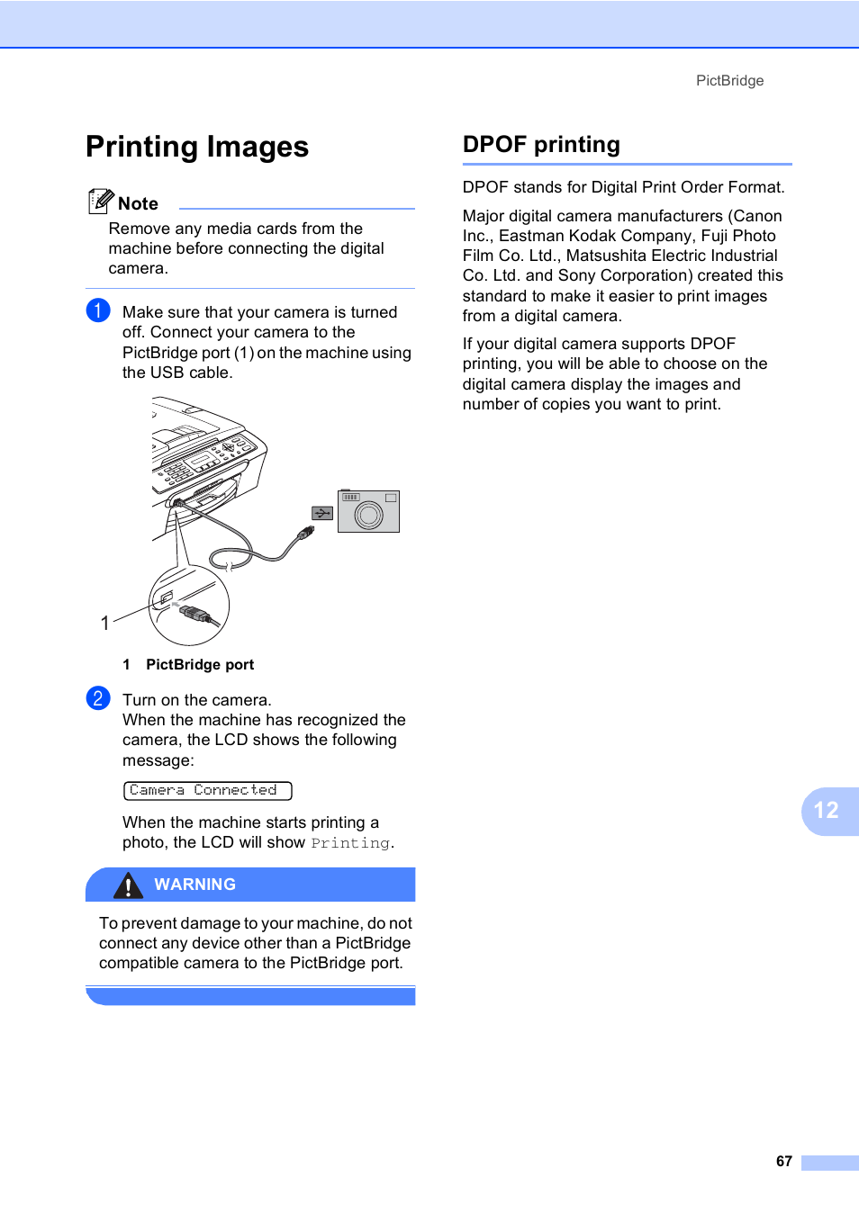 Printing images, Dpof printing, Dpof printing f | Brother MFC-240C User Manual | Page 82 / 149