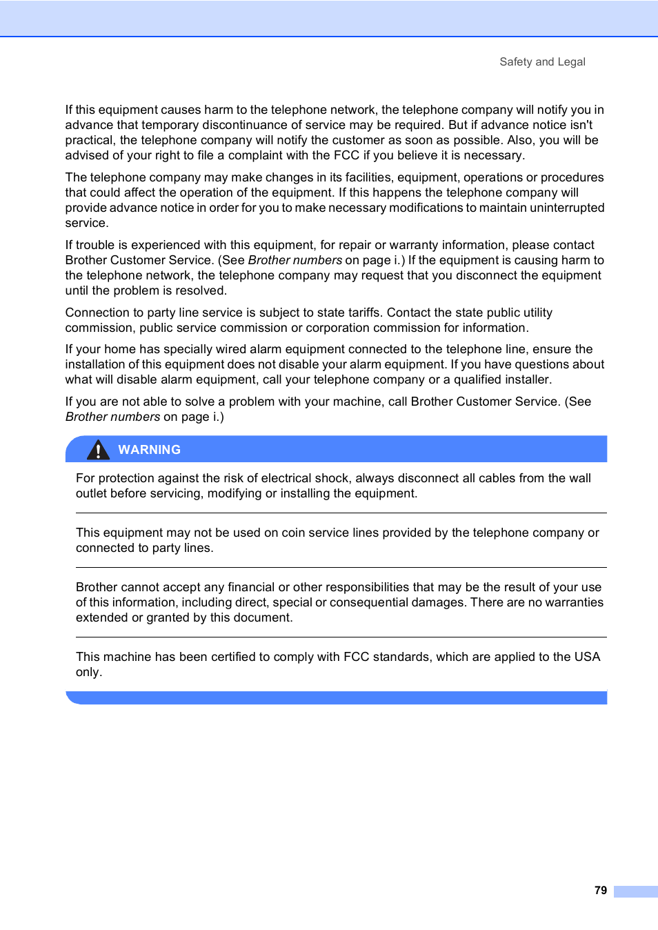 Safety and legal 79 | Brother MFC-240C User Manual | Page 94 / 149