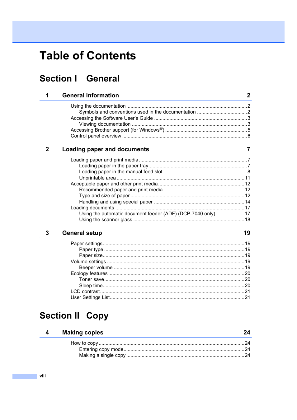 Brother DCP-7040 User Manual | Page 10 / 108