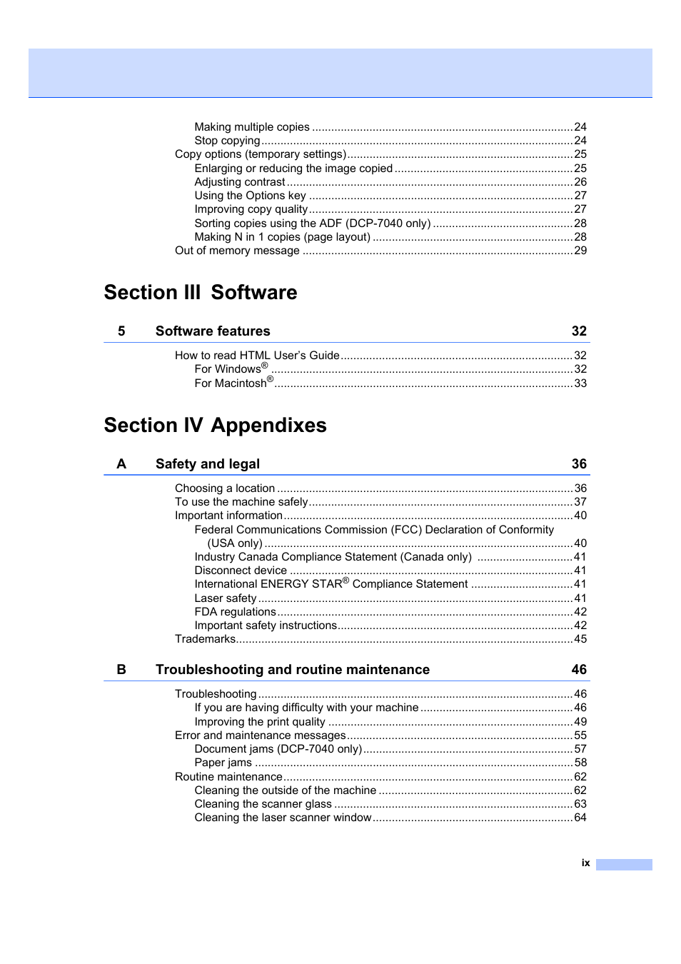Brother DCP-7040 User Manual | Page 11 / 108
