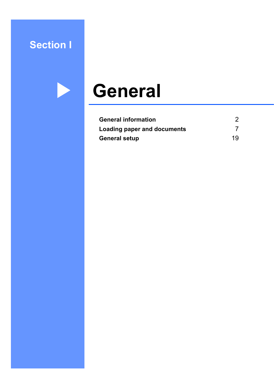 Section i: general, Section i general, General | Brother DCP-7040 User Manual | Page 13 / 108