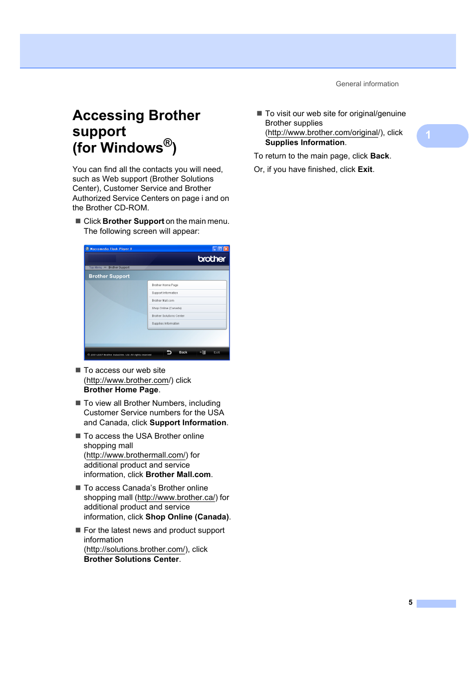 Accessing brother support (for windows®), Accessing brother support (for windows | Brother DCP-7040 User Manual | Page 17 / 108