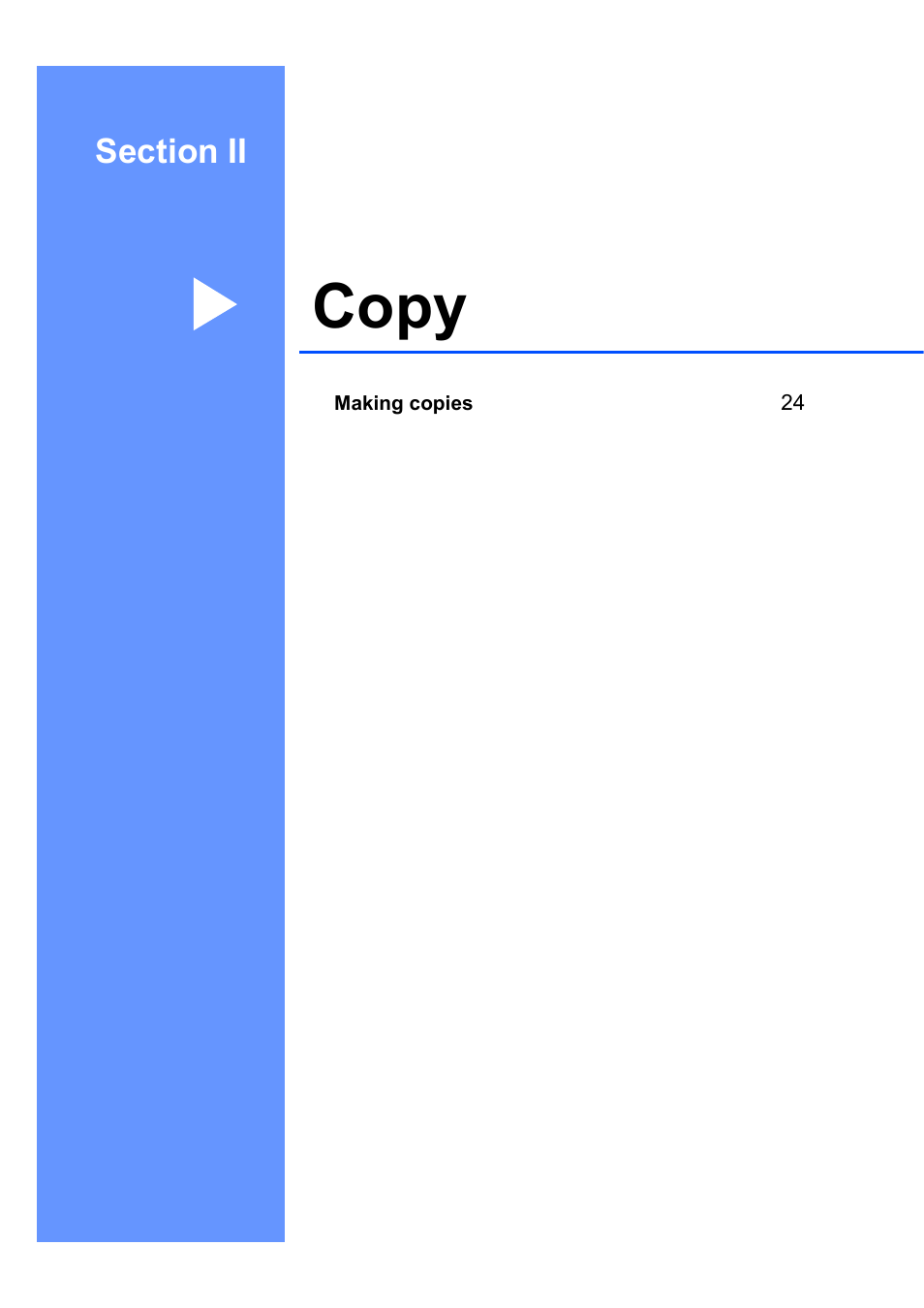 Section ii: copy, Section ii copy, Copy | Brother DCP-7040 User Manual | Page 35 / 108