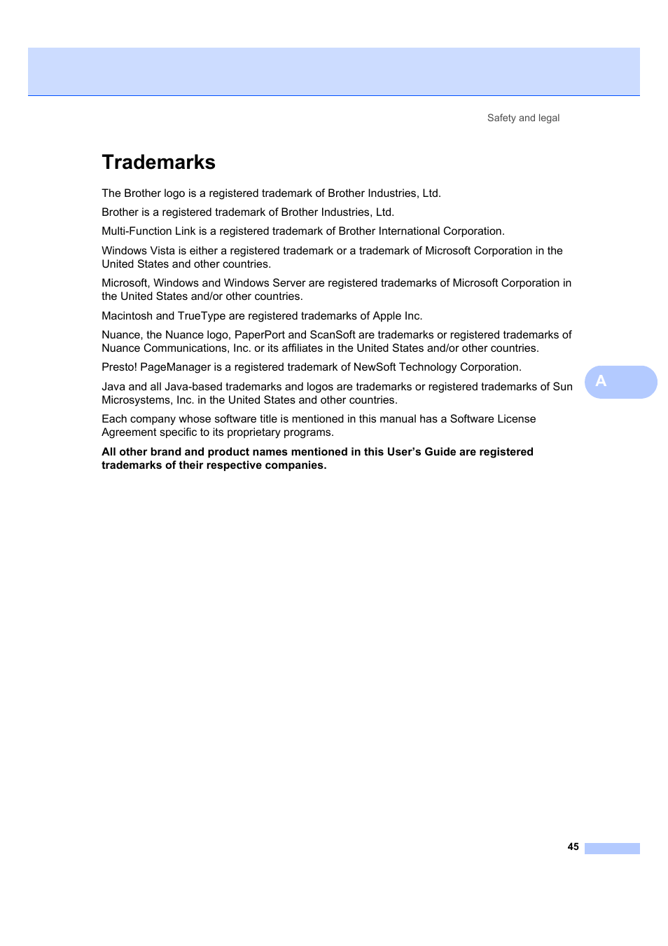Trademarks | Brother DCP-7040 User Manual | Page 57 / 108