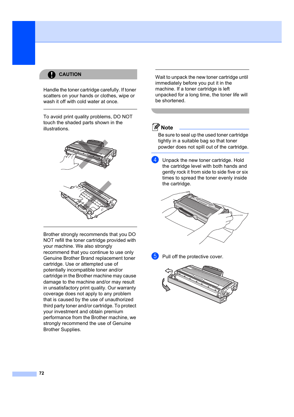 Caution, Pull off the protective cover | Brother DCP-7040 User Manual | Page 84 / 108