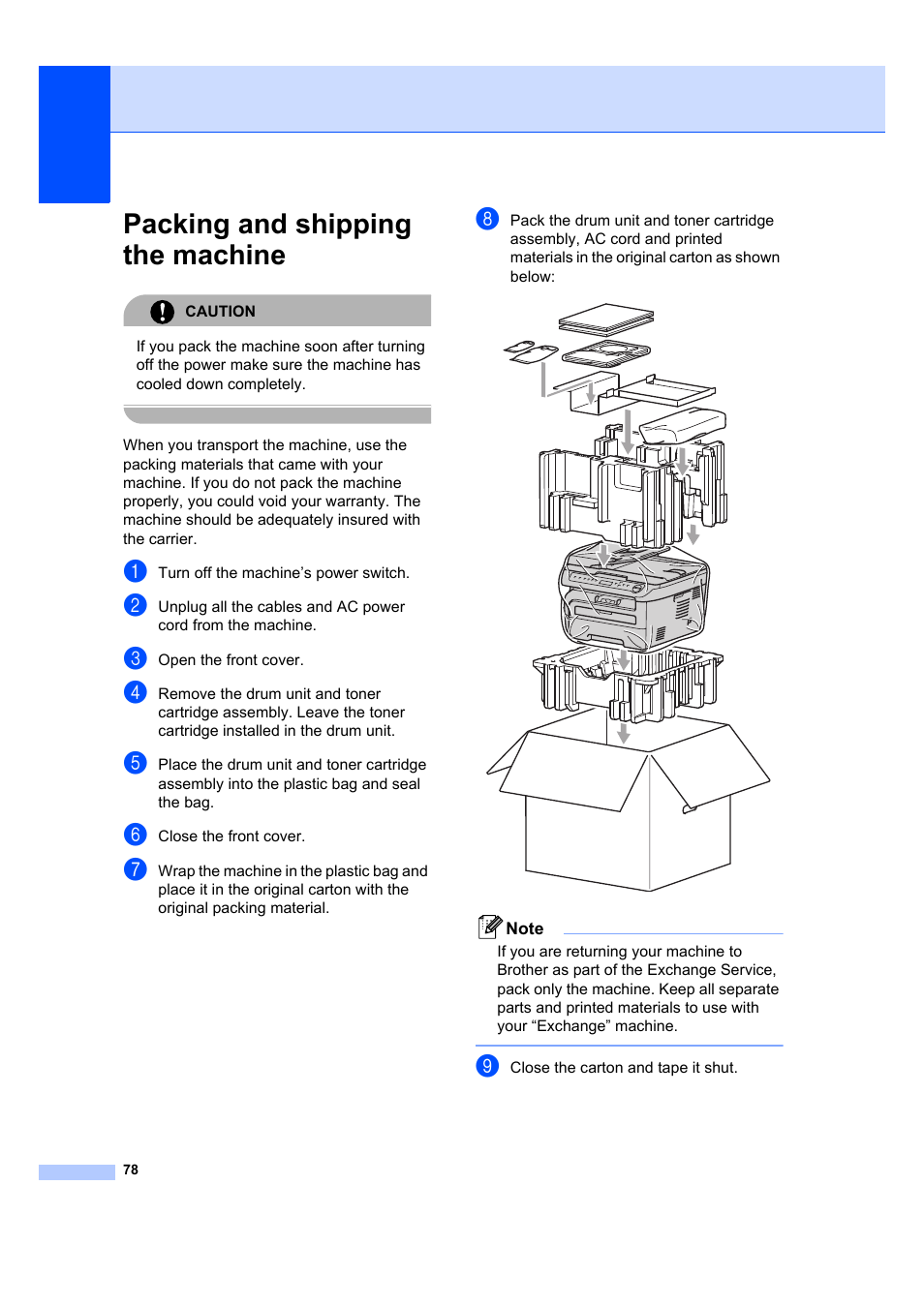 Packing and shipping the machine | Brother DCP-7040 User Manual | Page 90 / 108