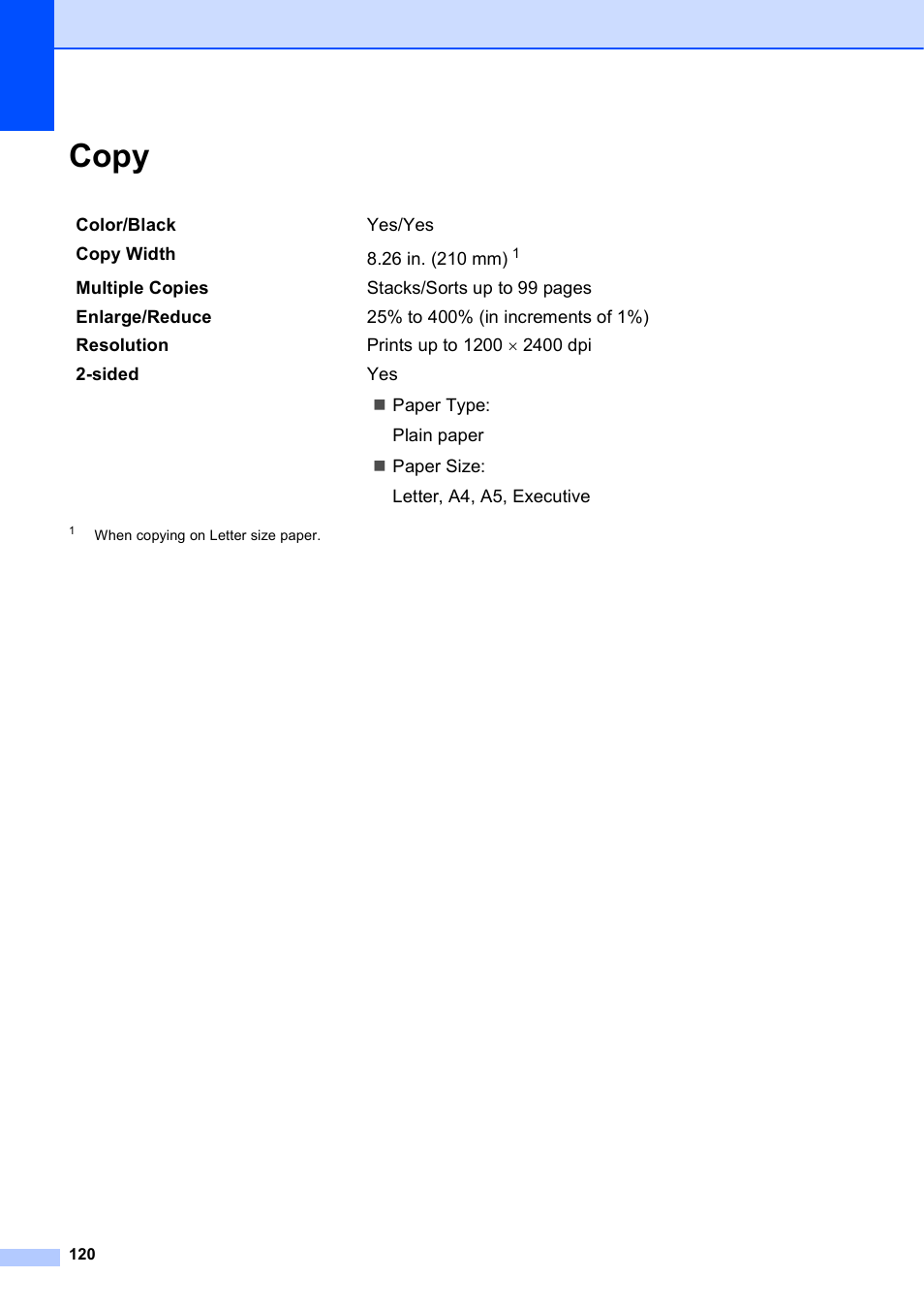 Copy | Brother MFC-J450DW User Manual | Page 134 / 143