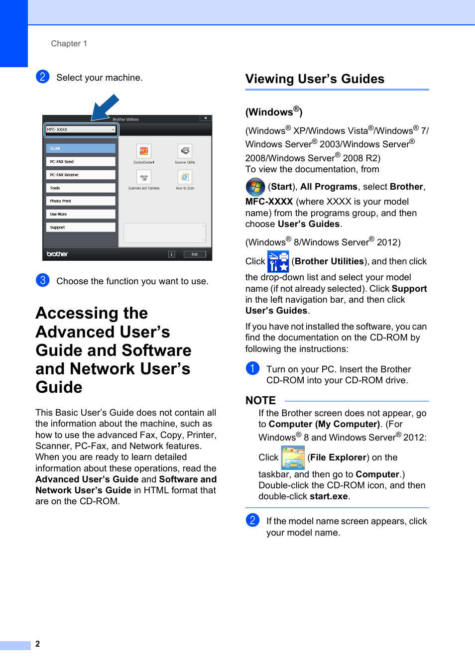 Viewing user’s guides, Windows®), Network user’s guide | Brother MFC-J450DW User Manual | Page 16 / 143