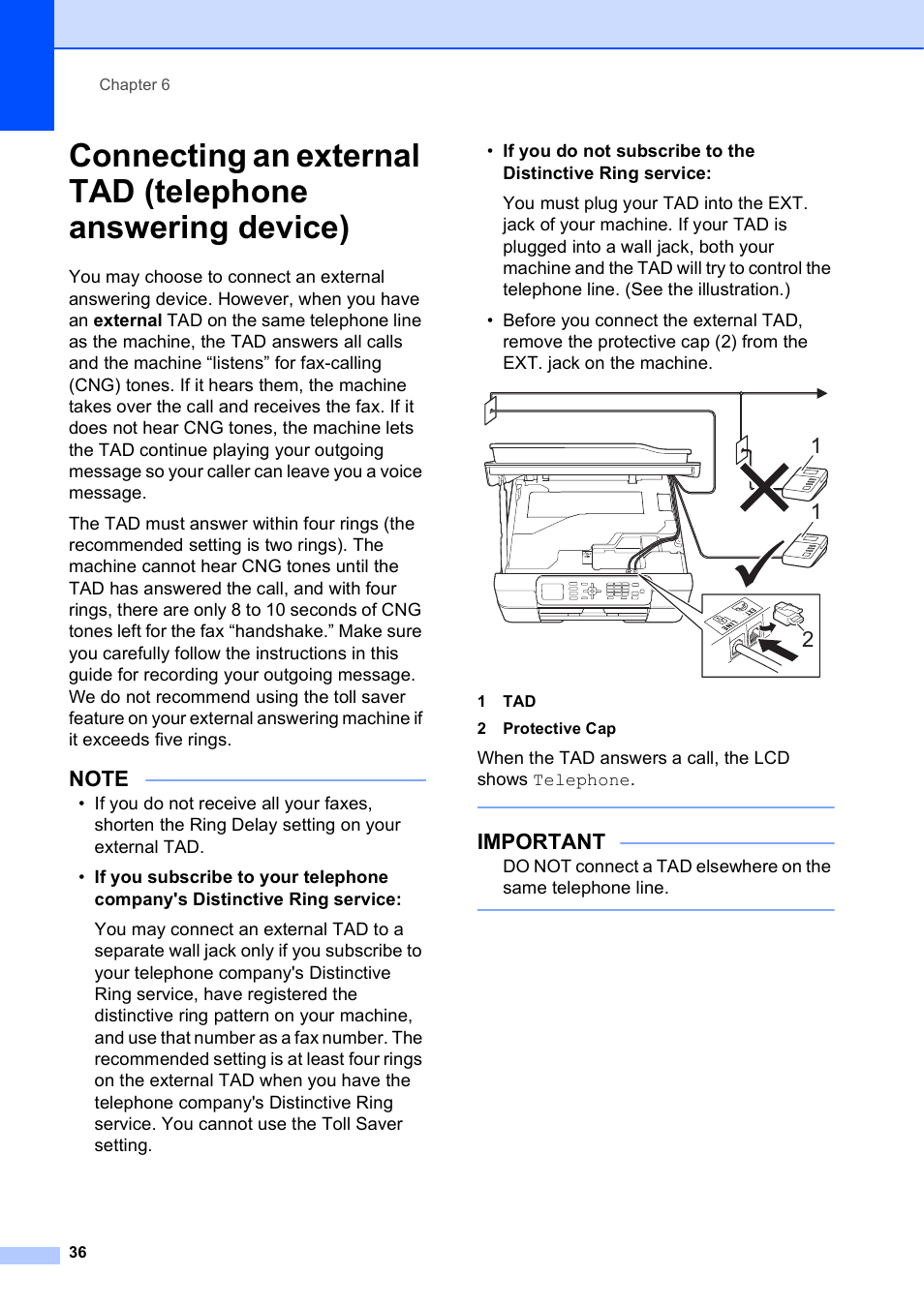 Important | Brother MFC-J450DW User Manual | Page 50 / 143