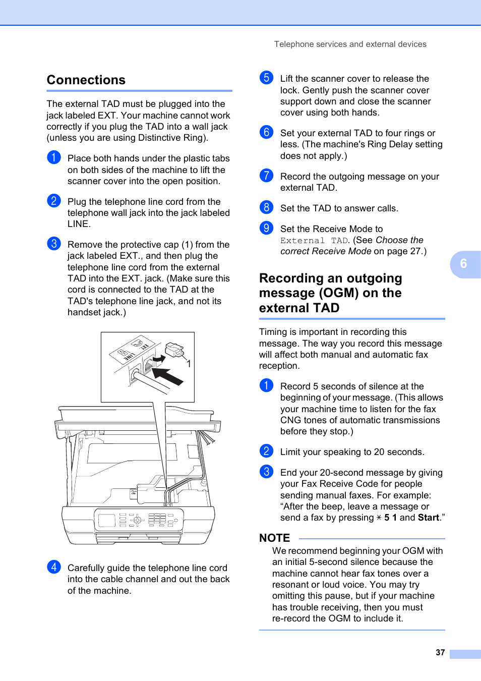 Connections, 6connections | Brother MFC-J450DW User Manual | Page 51 / 143