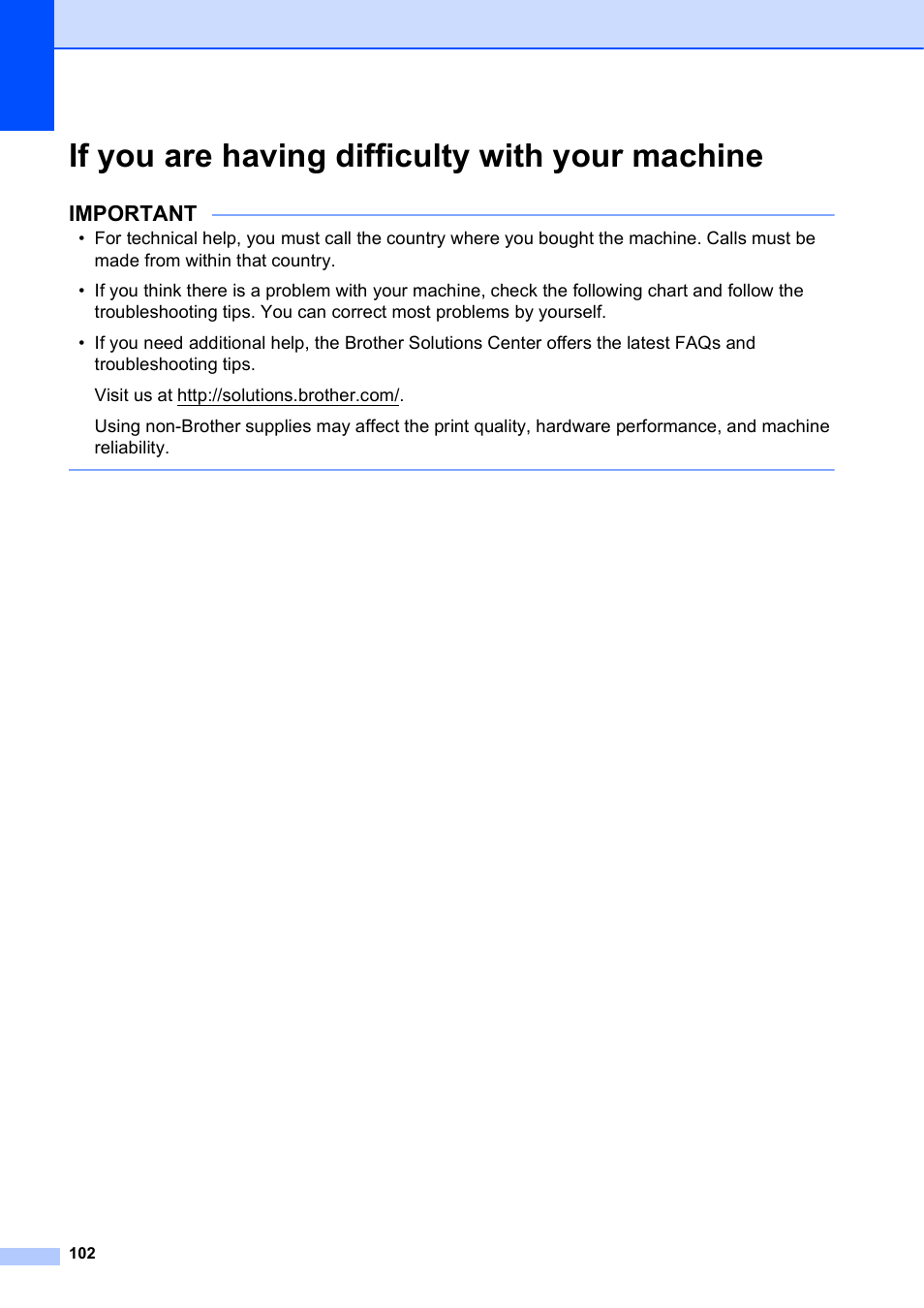 If you are having difficulty with your machine, Important | Brother MFC-J4610DW User Manual | Page 116 / 186