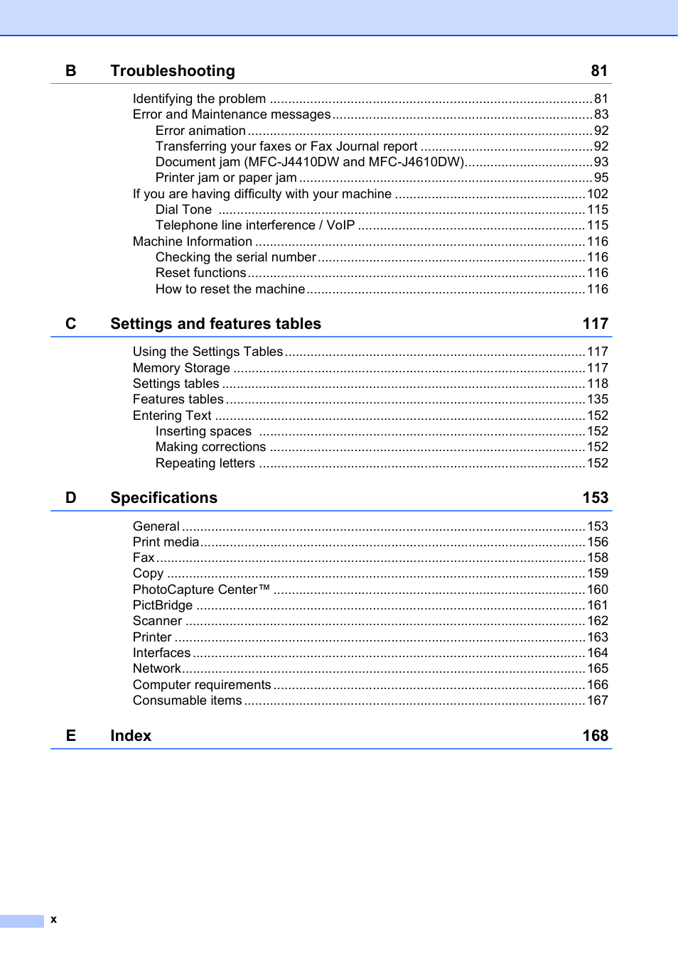 Brother MFC-J4610DW User Manual | Page 12 / 186