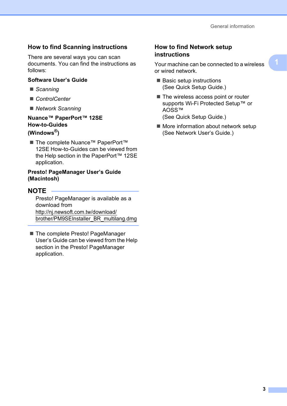 How to find scanning instructions, How to find network setup instructions | Brother MFC-J4610DW User Manual | Page 17 / 186