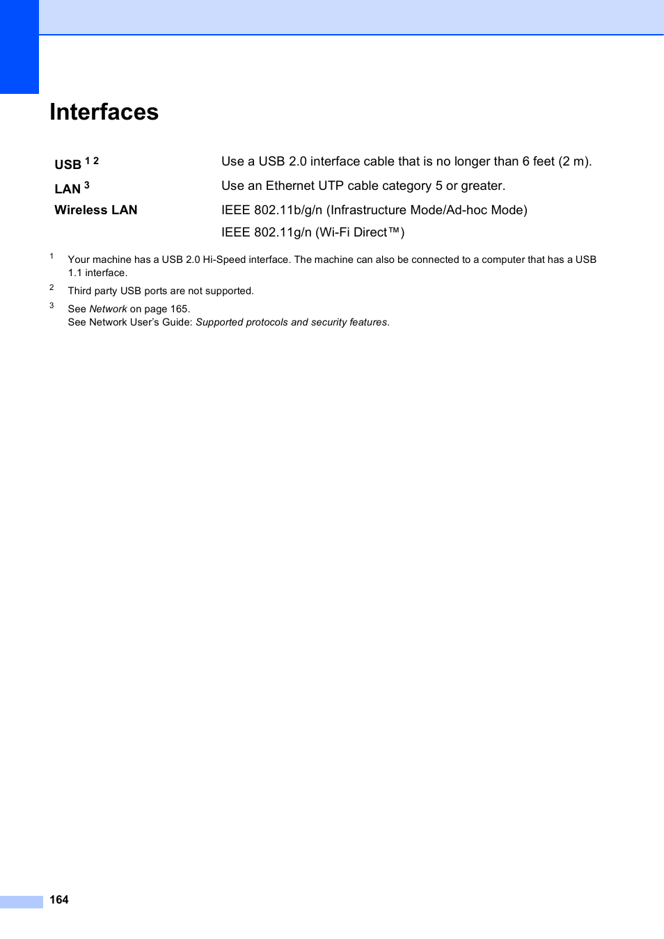 Interfaces | Brother MFC-J4610DW User Manual | Page 178 / 186