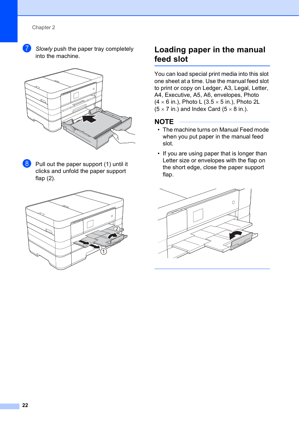 Loading paper in the manual feed slot | Brother MFC-J4610DW User Manual | Page 36 / 186