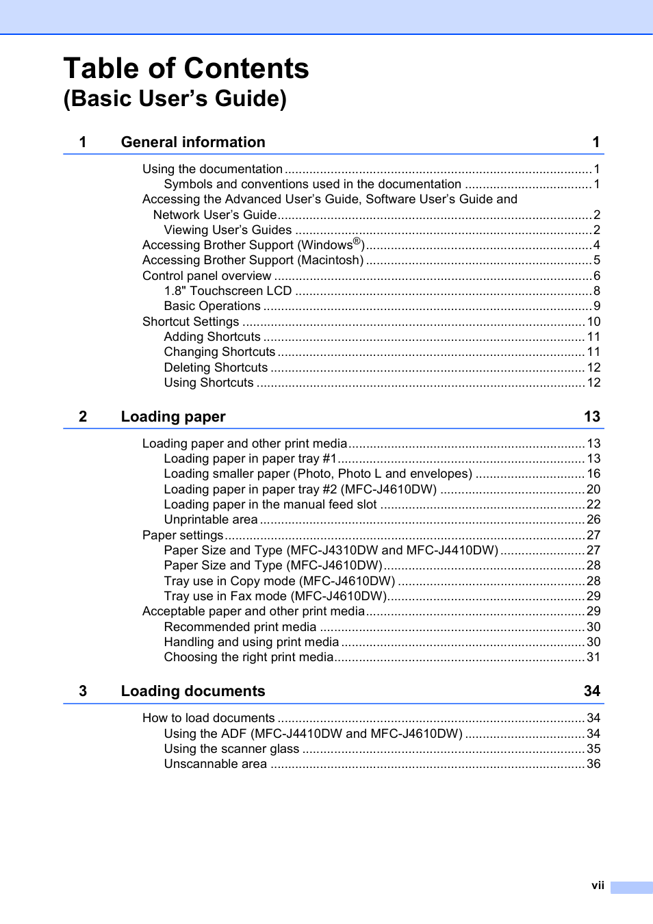 Brother MFC-J4610DW User Manual | Page 9 / 186
