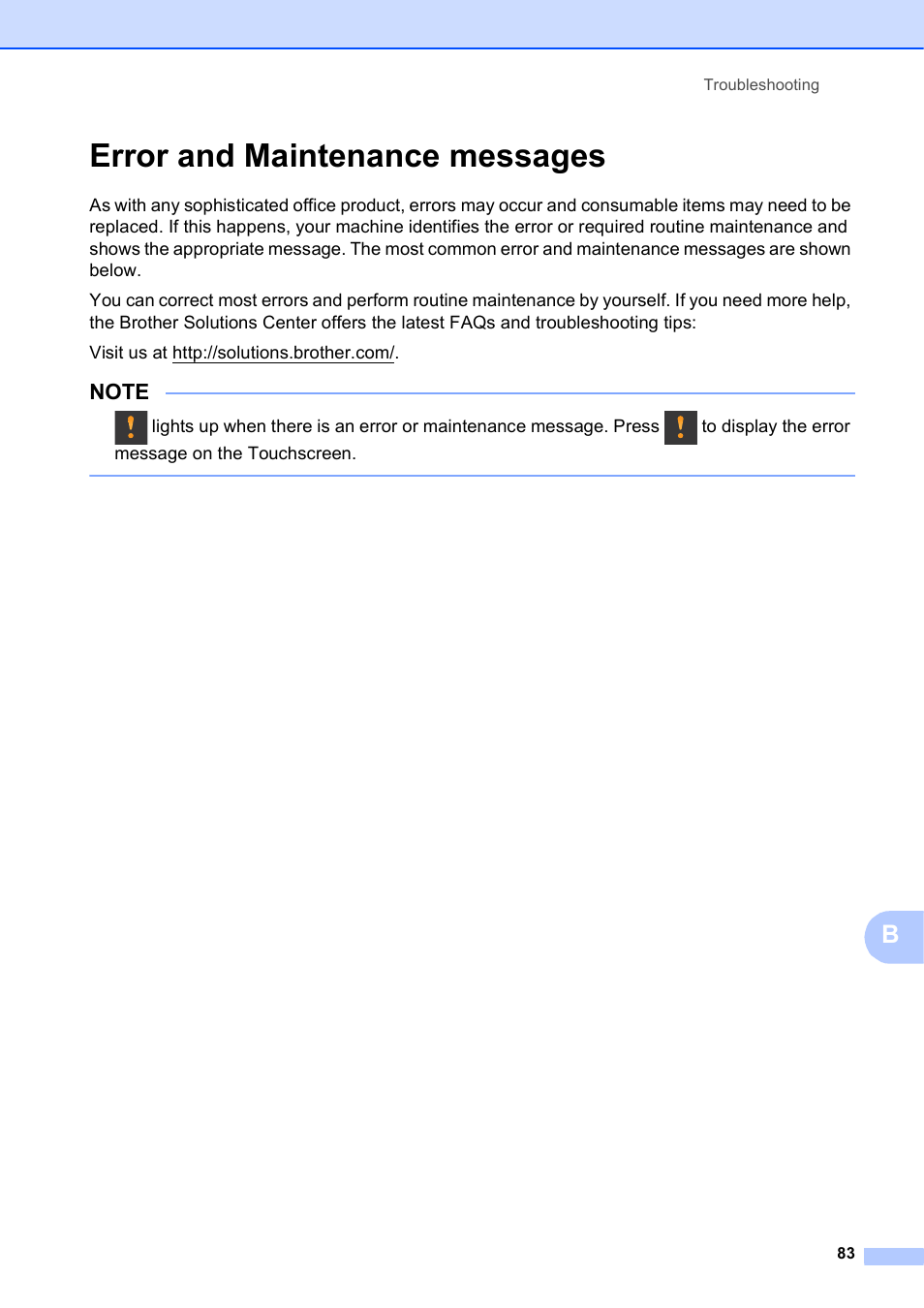 Error and maintenance messages | Brother MFC-J4610DW User Manual | Page 97 / 186
