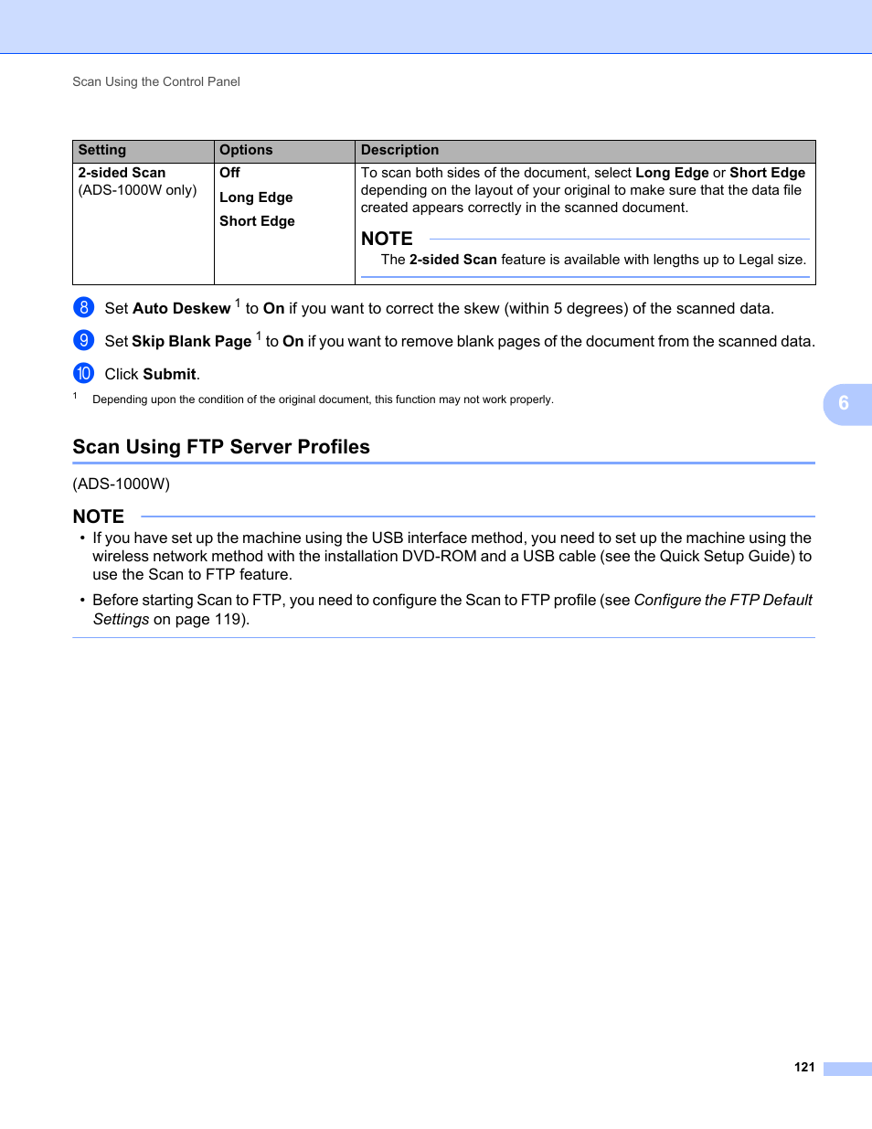 Scan using ftp server profiles | Brother ADS-1000W User Manual | Page 135 / 246