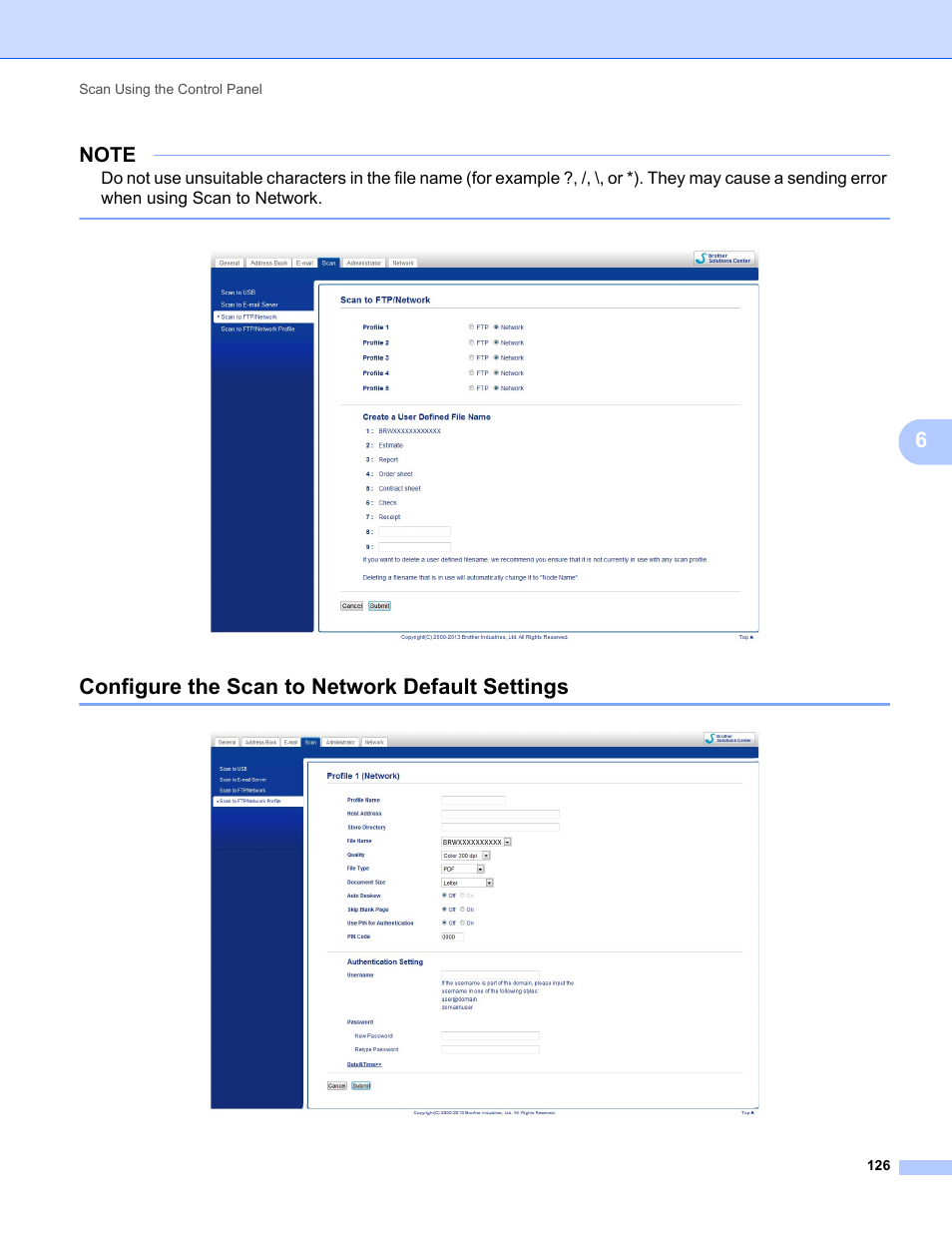 Configure the scan to network default settings | Brother ADS-1000W User Manual | Page 140 / 246
