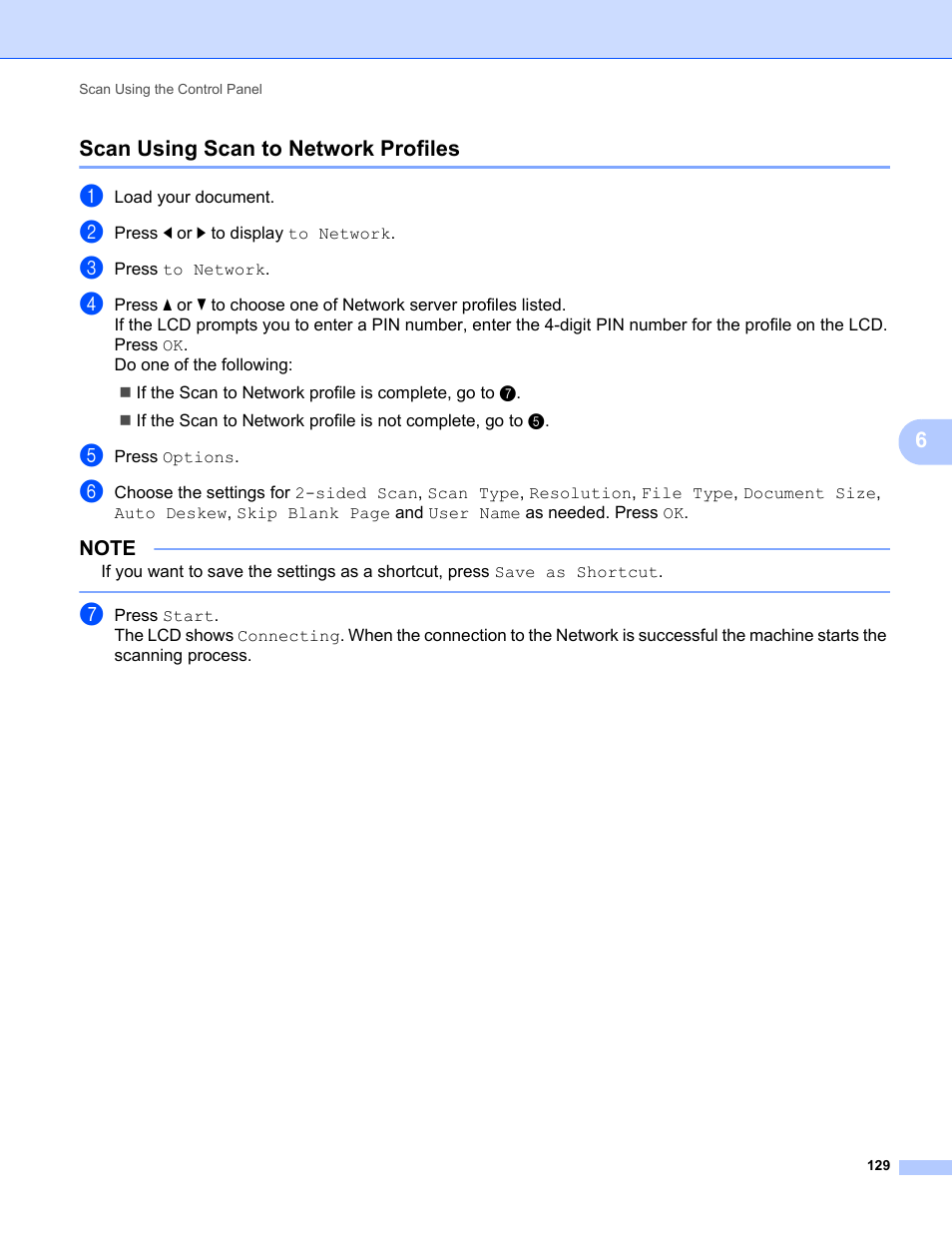 Scan using scan to network profiles | Brother ADS-1000W User Manual | Page 143 / 246