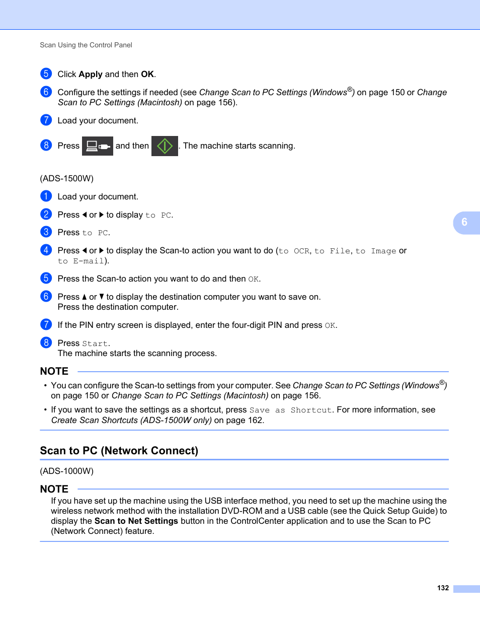 Scan to pc (network connect) | Brother ADS-1000W User Manual | Page 146 / 246