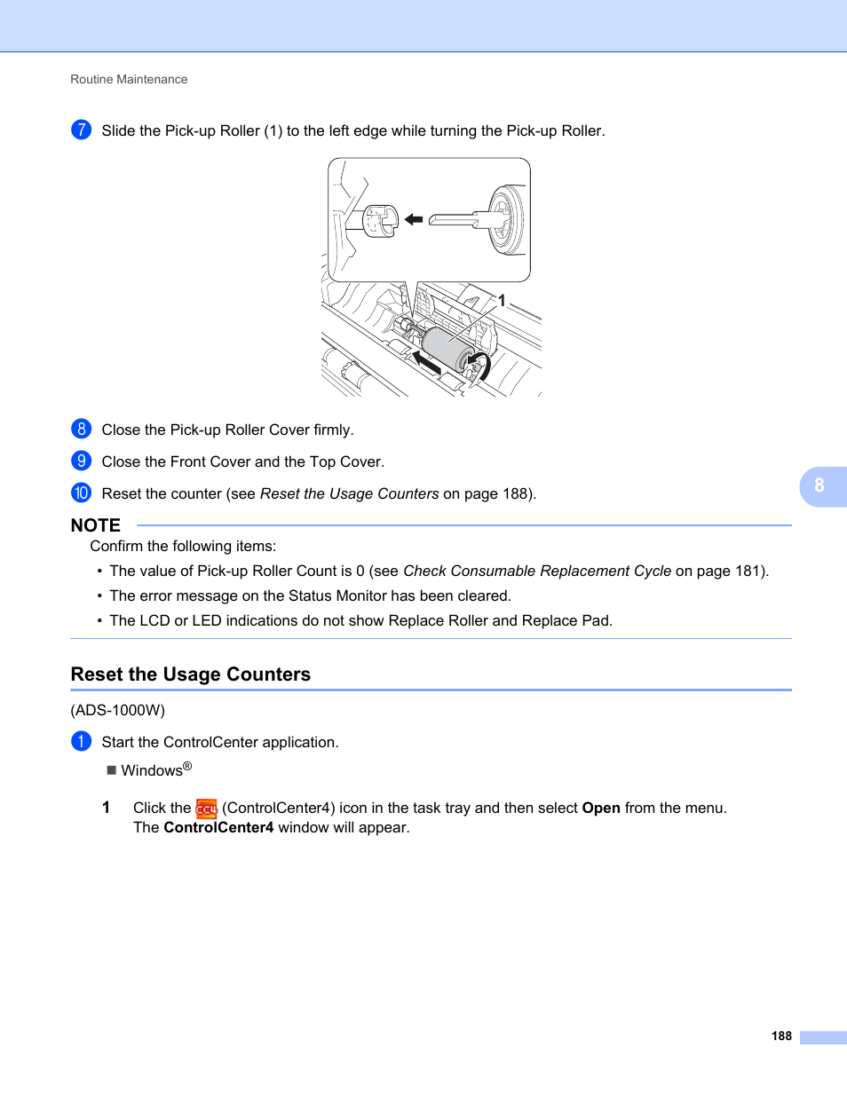 Reset the usage counters | Brother ADS-1000W User Manual | Page 202 / 246