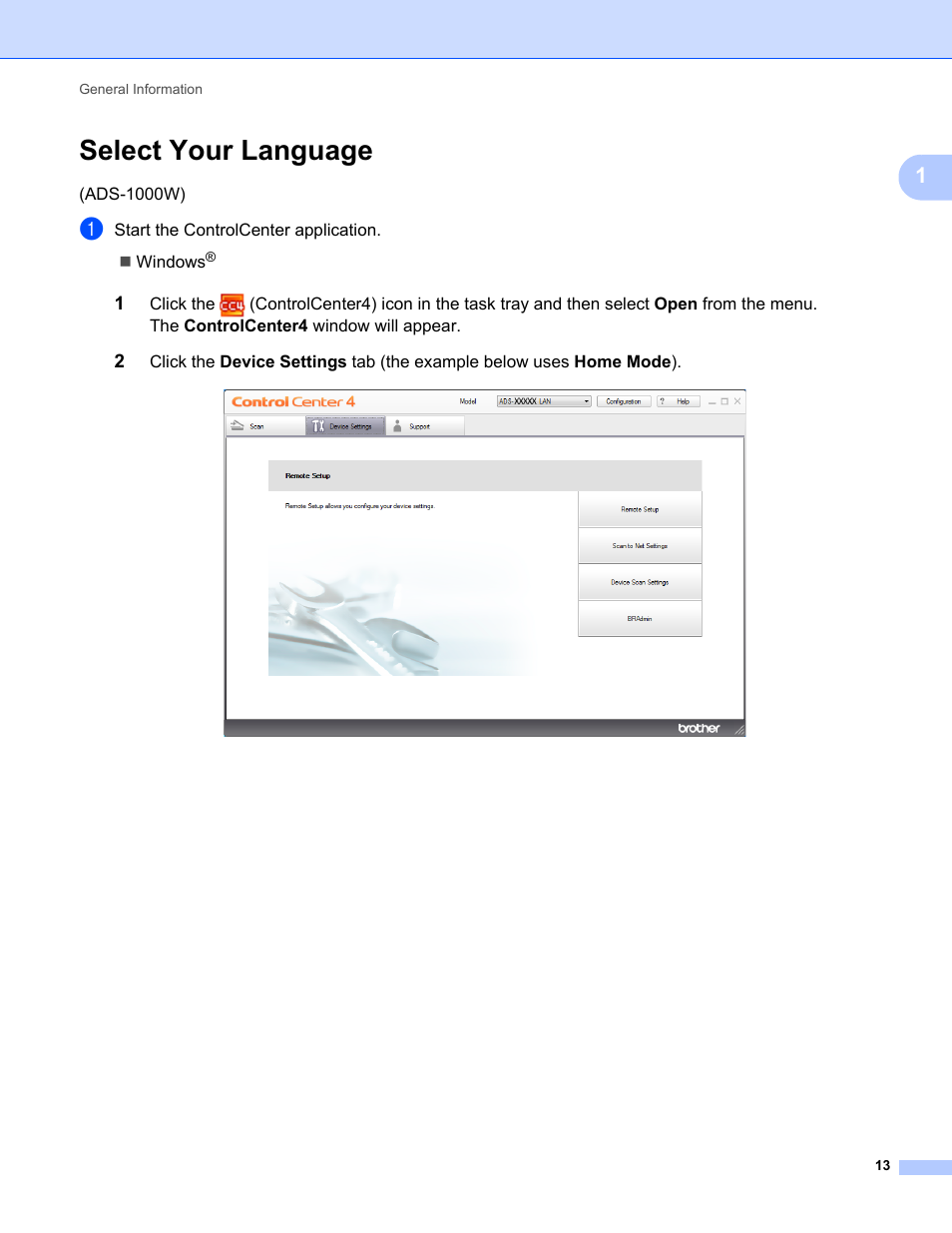 Select your language | Brother ADS-1000W User Manual | Page 27 / 246