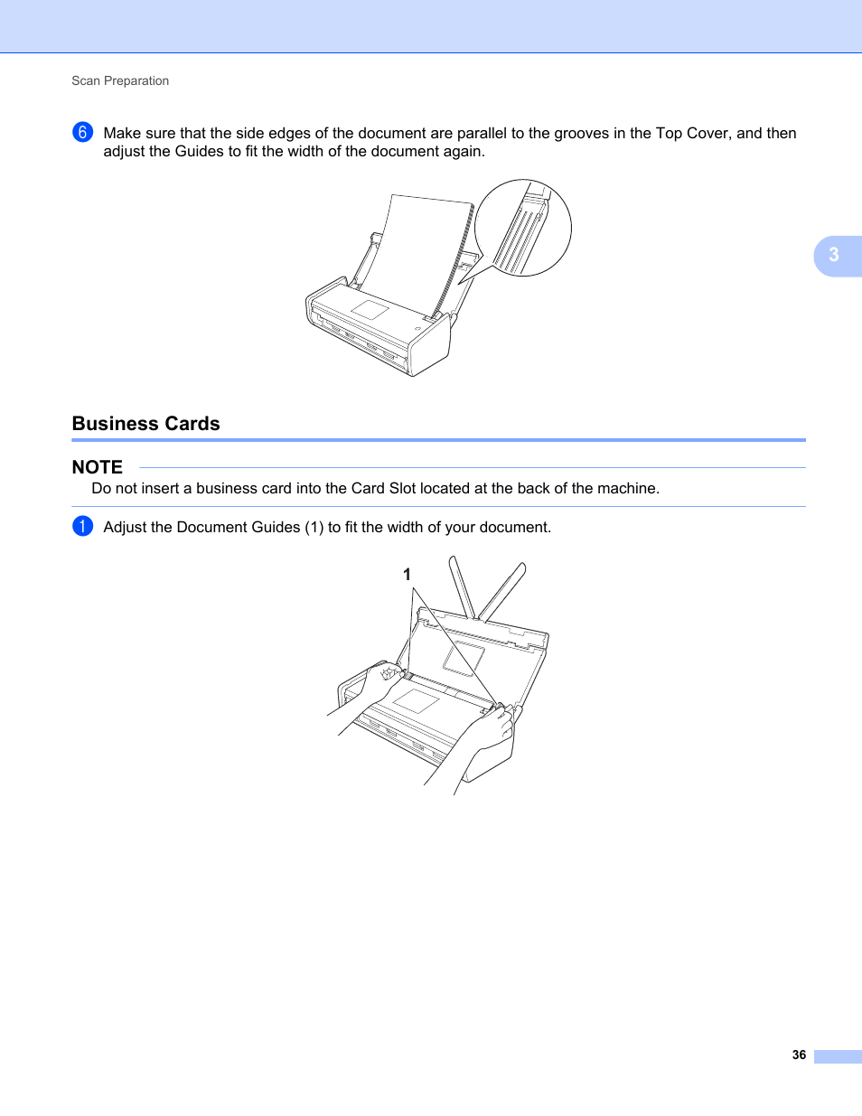Business cards | Brother ADS-1000W User Manual | Page 50 / 246