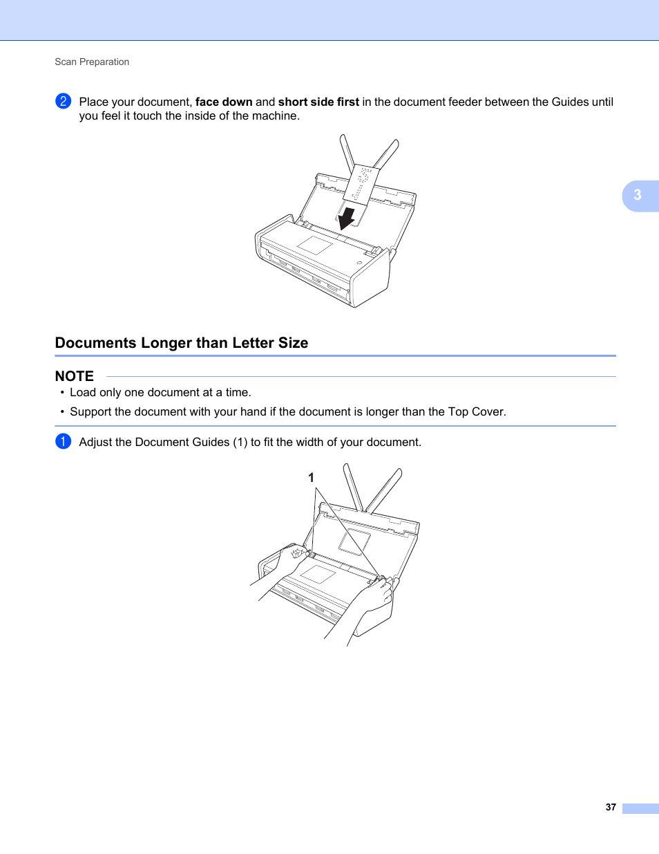 Documents longer than letter size | Brother ADS-1000W User Manual | Page 51 / 246