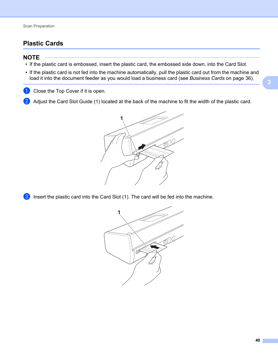 Plastic cards, 3plastic cards | Brother ADS-1000W User Manual | Page 54 / 246
