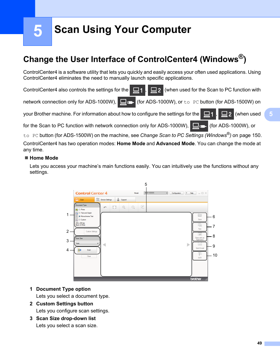 5 scan using your computer, Scan using your computer | Brother ADS-1000W User Manual | Page 63 / 246