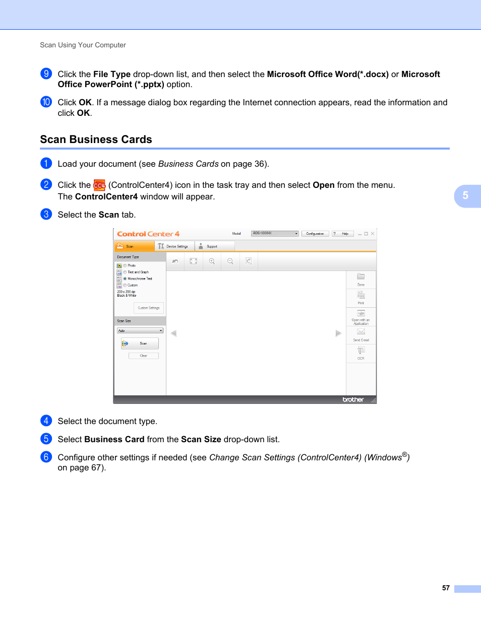 Scan business cards | Brother ADS-1000W User Manual | Page 71 / 246