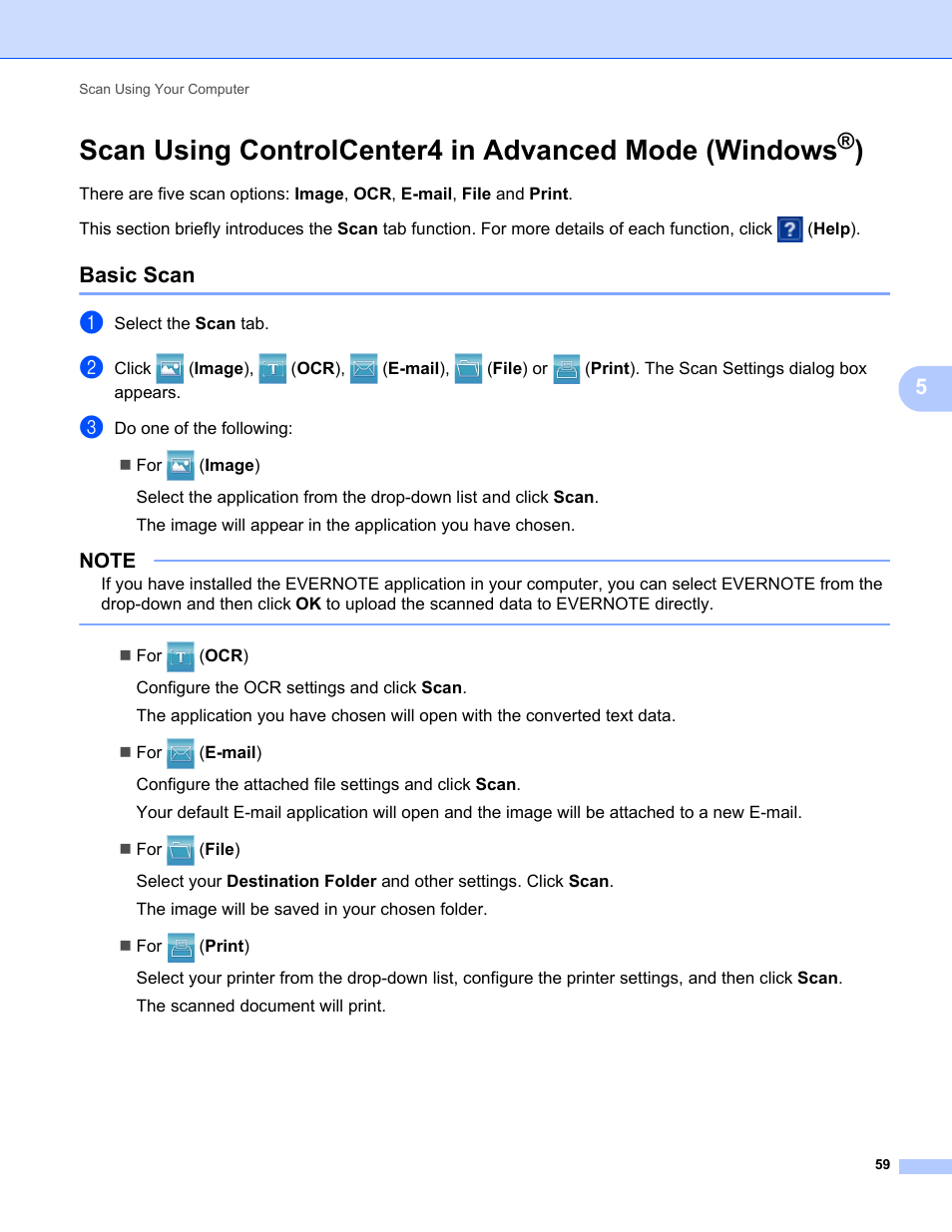 Basic scan | Brother ADS-1000W User Manual | Page 73 / 246