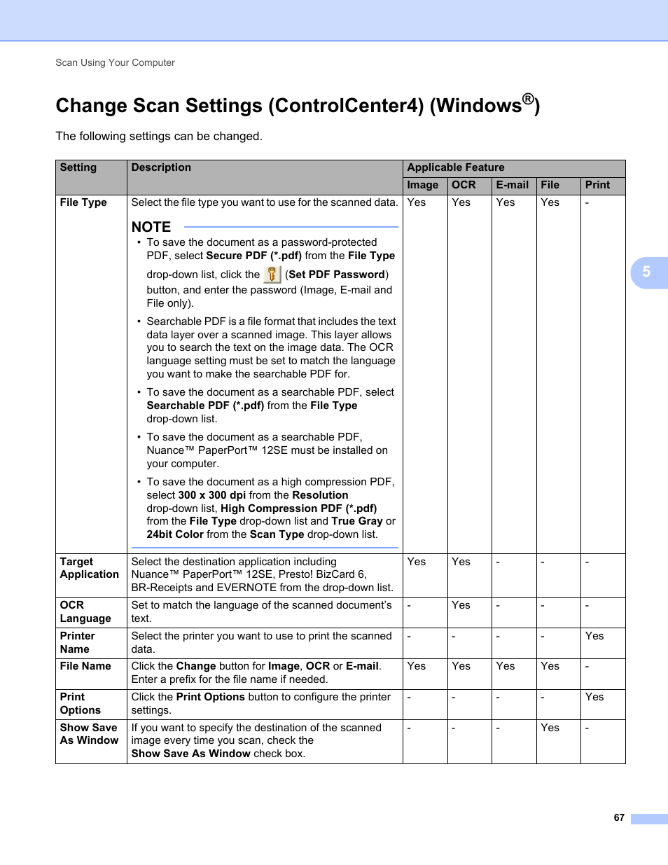 Change scan settings (controlcenter4) (windows®), Change scan settings (controlcenter4) (windows | Brother ADS-1000W User Manual | Page 81 / 246
