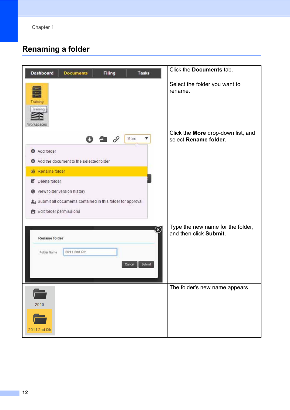 Renaming a folder | Brother BR-Docs User Manual | Page 16 / 54