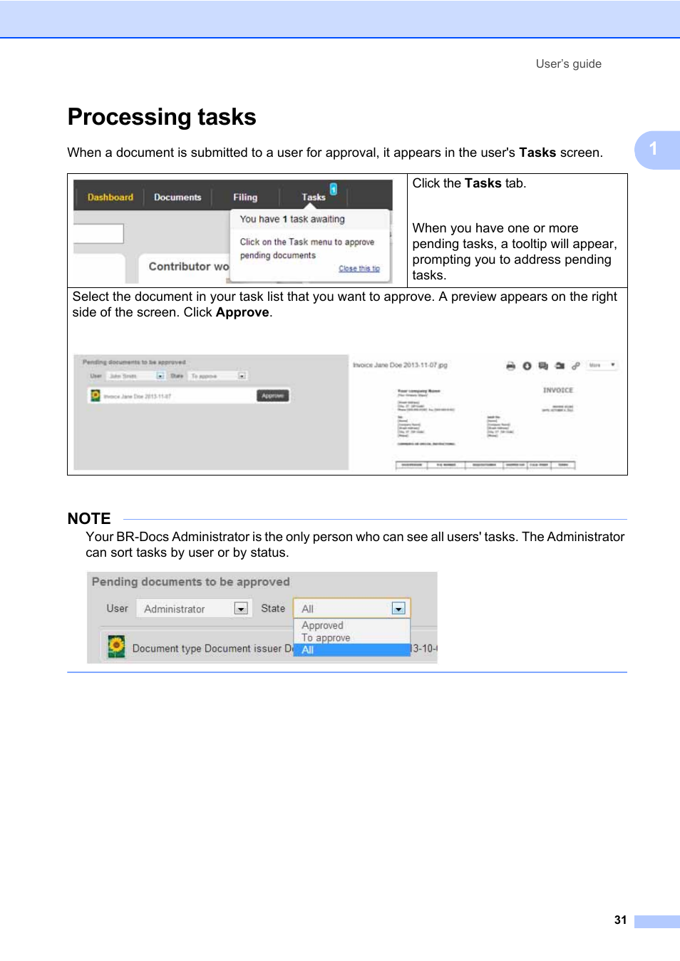 Processing tasks | Brother BR-Docs User Manual | Page 35 / 54