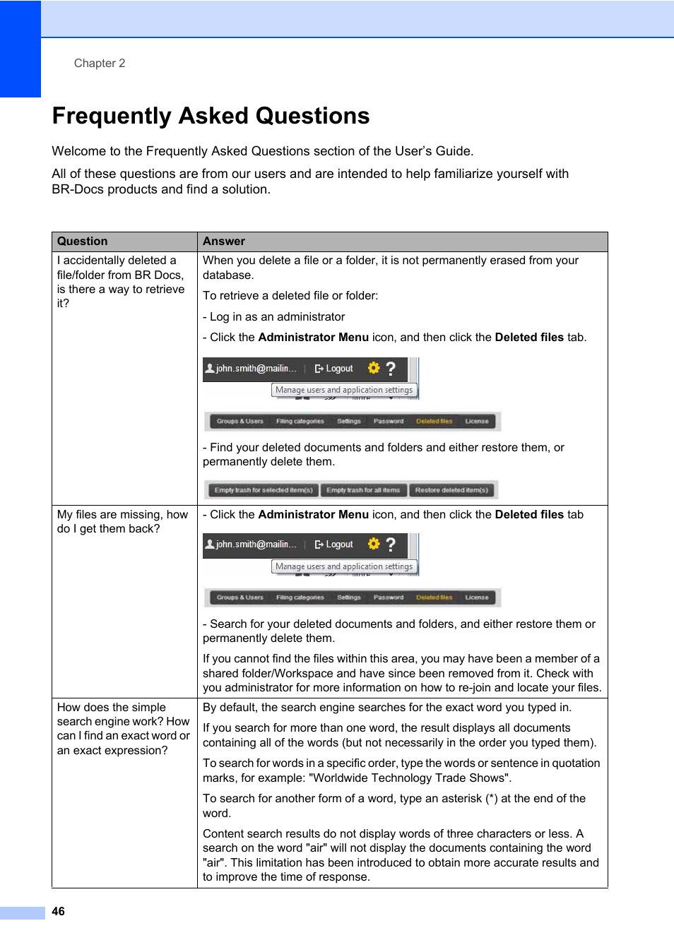 Frequently asked questions | Brother BR-Docs User Manual | Page 50 / 54