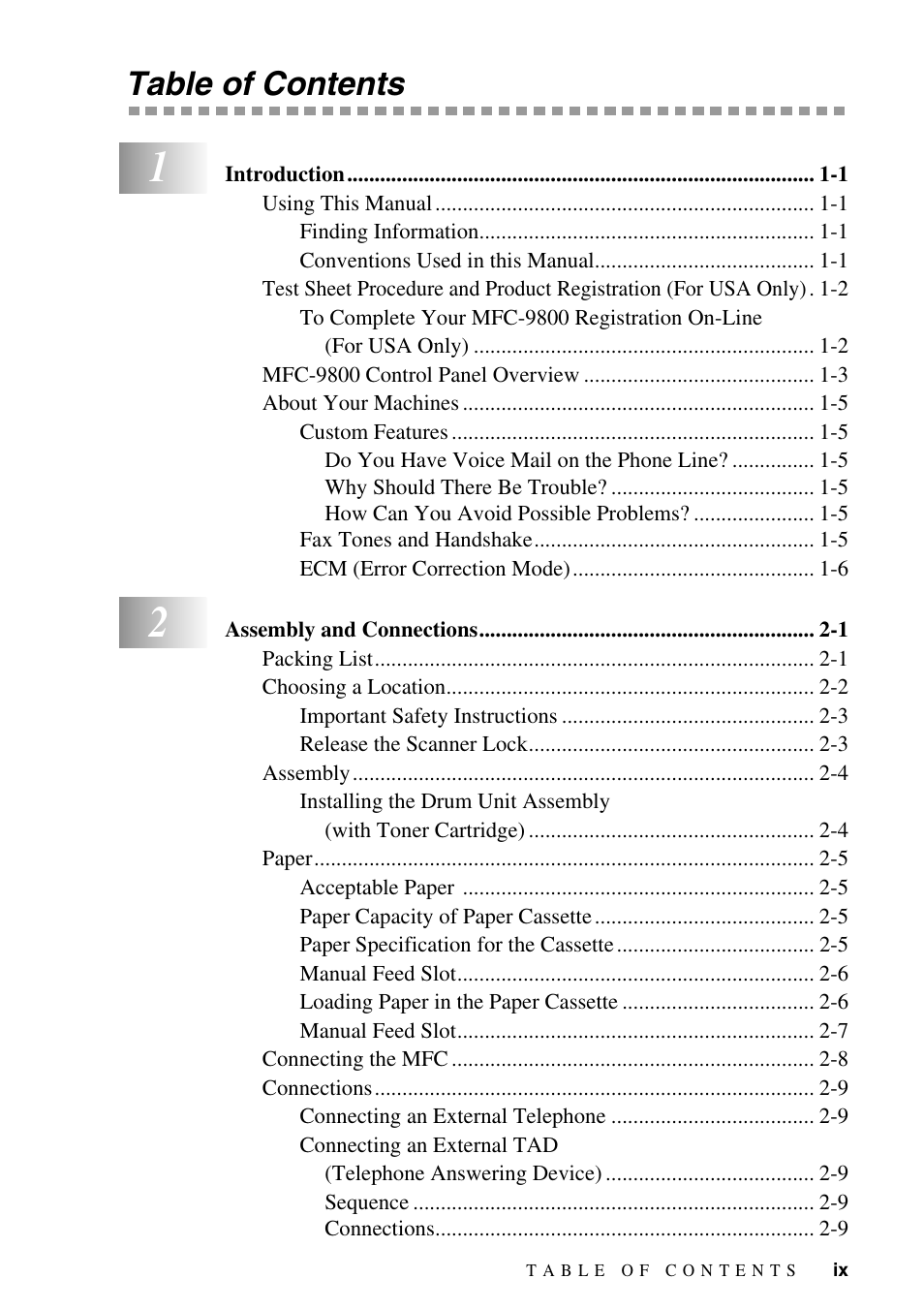 Brother MFC-9800 User Manual | Page 11 / 232