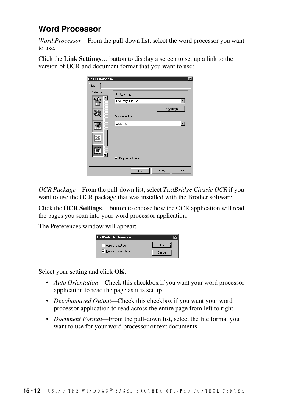 Word processor, Word processor -12 | Brother MFC-9800 User Manual | Page 142 / 232