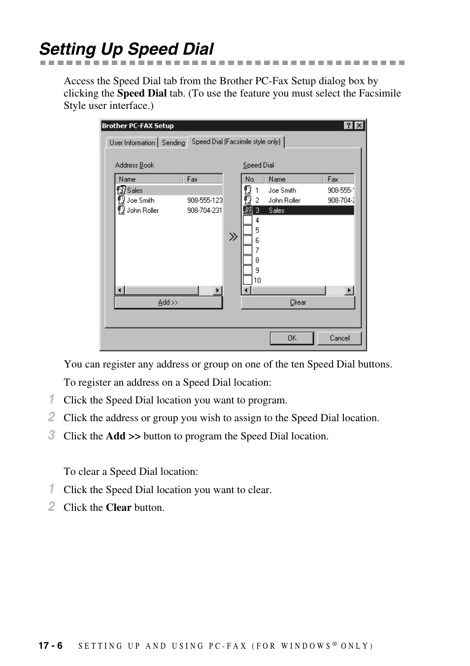 Setting up speed dial, Setting up speed dial -6 | Brother MFC-9800 User Manual | Page 158 / 232