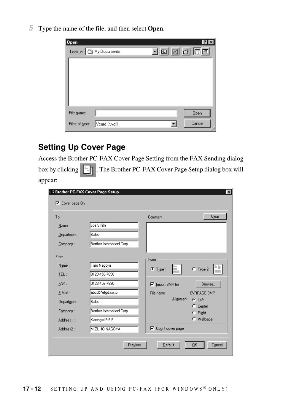 Setting up cover page | Brother MFC-9800 User Manual | Page 164 / 232