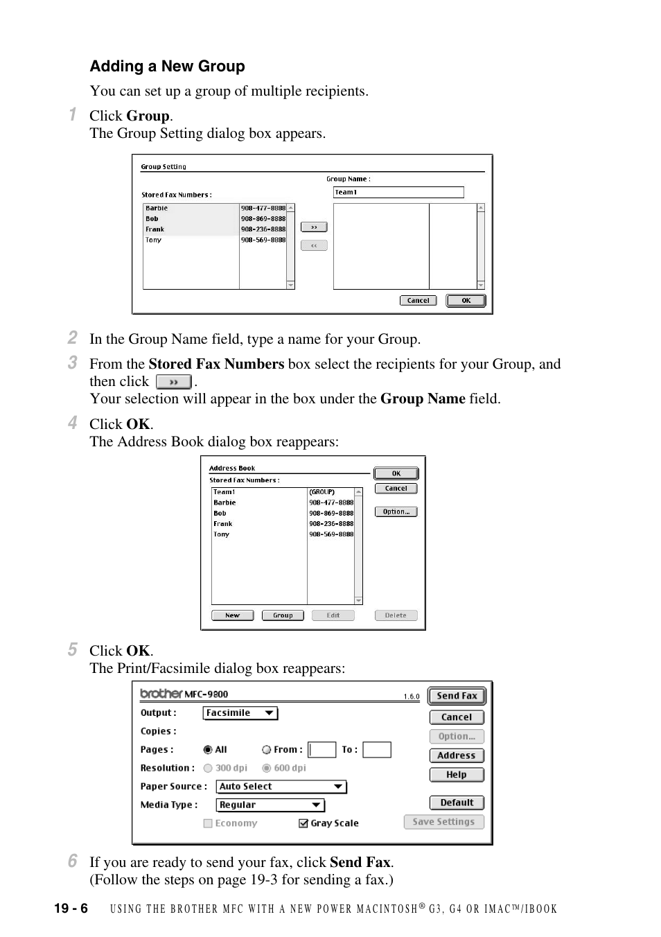 Adding a new group, Adding a new group -6 | Brother MFC-9800 User Manual | Page 176 / 232