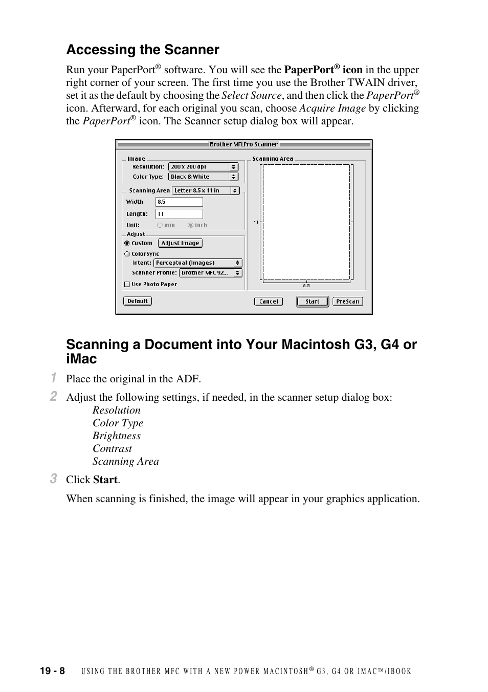 Accessing the scanner, G4 or imac -8 | Brother MFC-9800 User Manual | Page 178 / 232