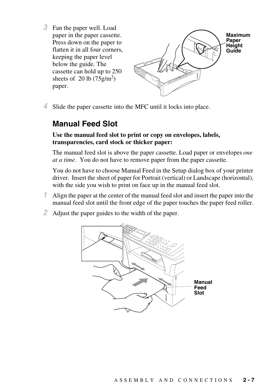 Manual feed slot, Manual feed slot -7 | Brother MFC-9800 User Manual | Page 35 / 232