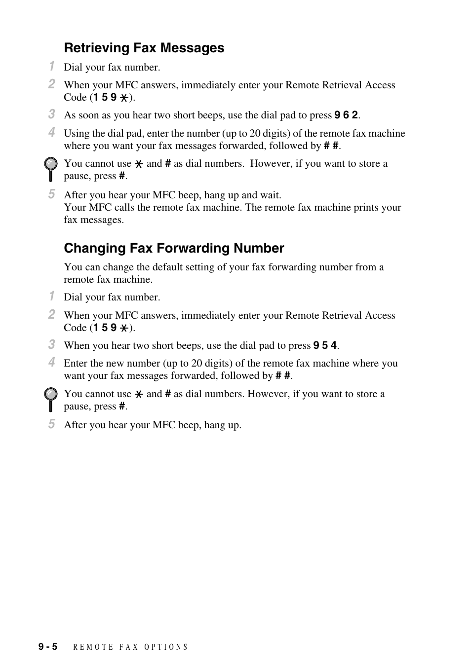 Retrieving fax messages, Changing fax forwarding number | Brother MFC-9800 User Manual | Page 86 / 232