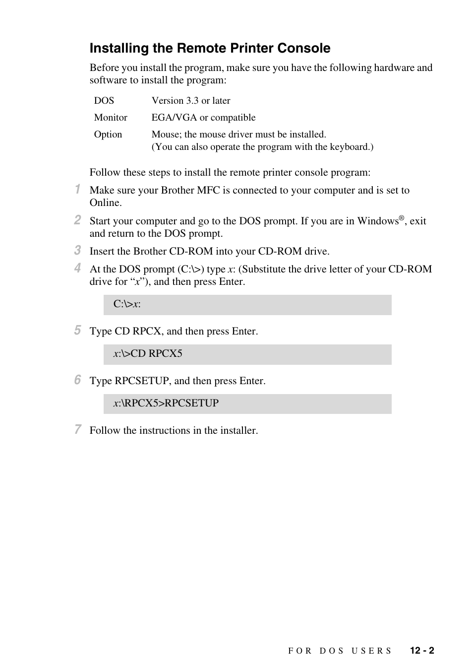 Installing the remote printer console, Installing the remote printer console -2 | Brother MFC-9800 User Manual | Page 99 / 232