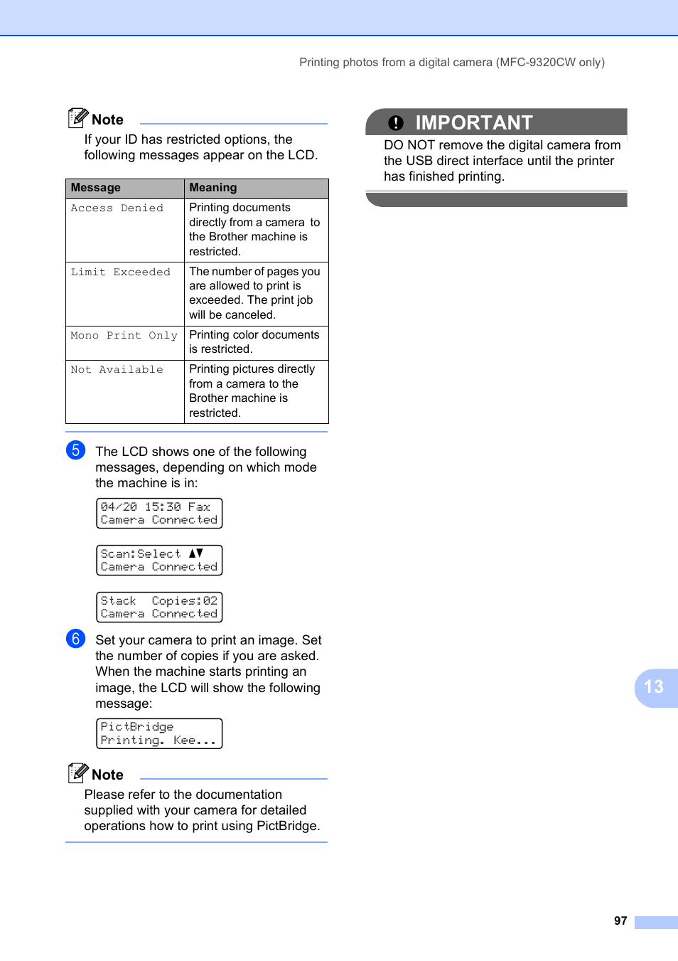 Important | Brother MFC-9120CN User Manual | Page 113 / 264