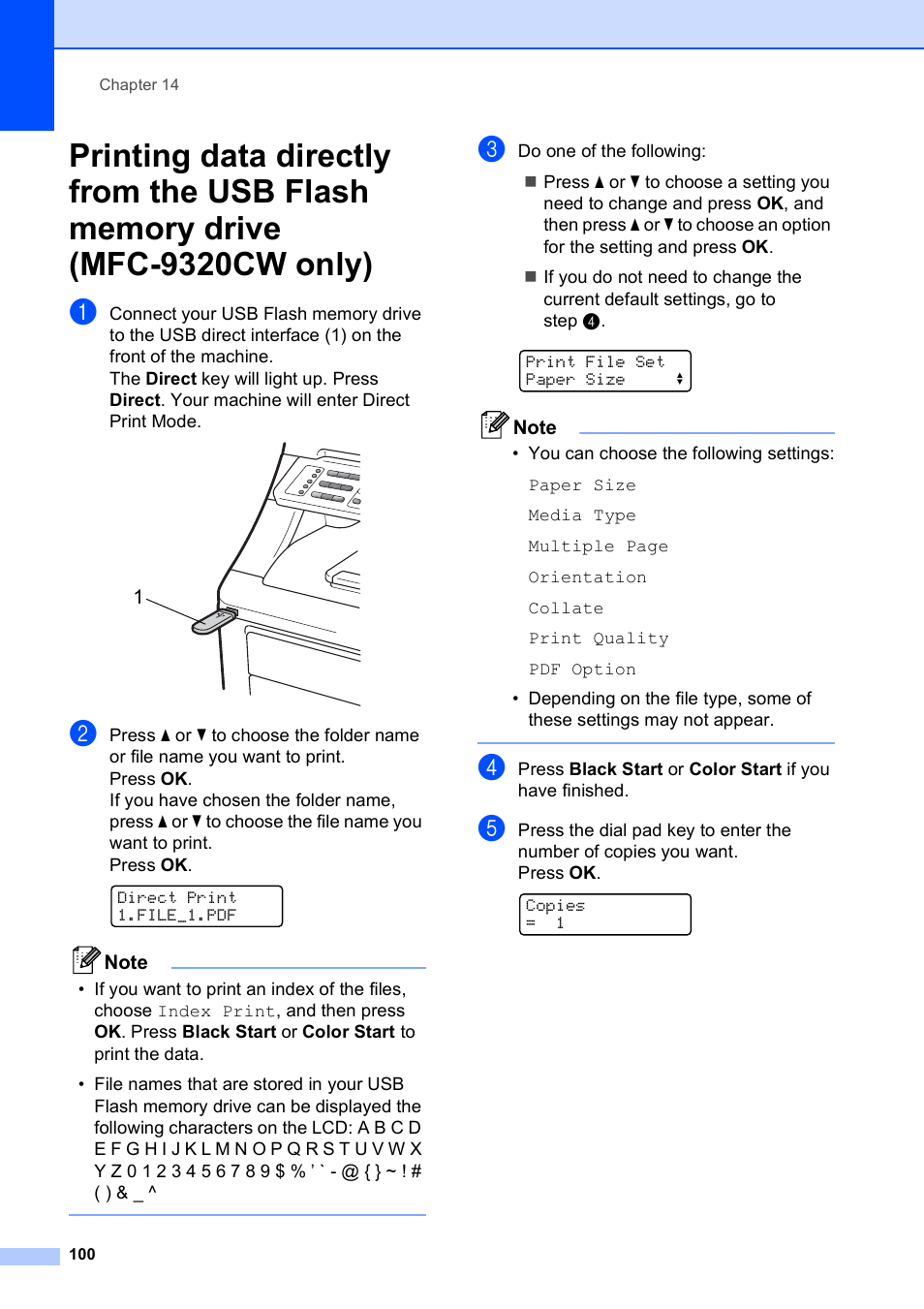 Mfc-9320cw only) | Brother MFC-9120CN User Manual | Page 116 / 264
