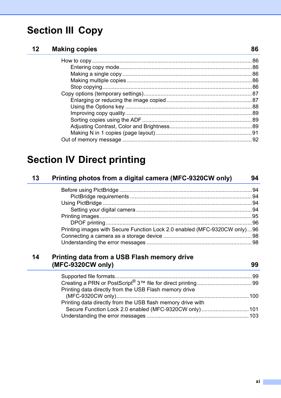Brother MFC-9120CN User Manual | Page 13 / 264