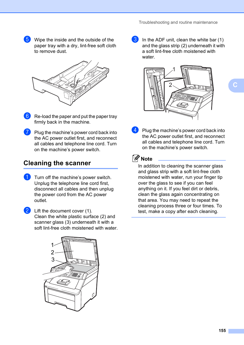 Cleaning the scanner | Brother MFC-9120CN User Manual | Page 171 / 264